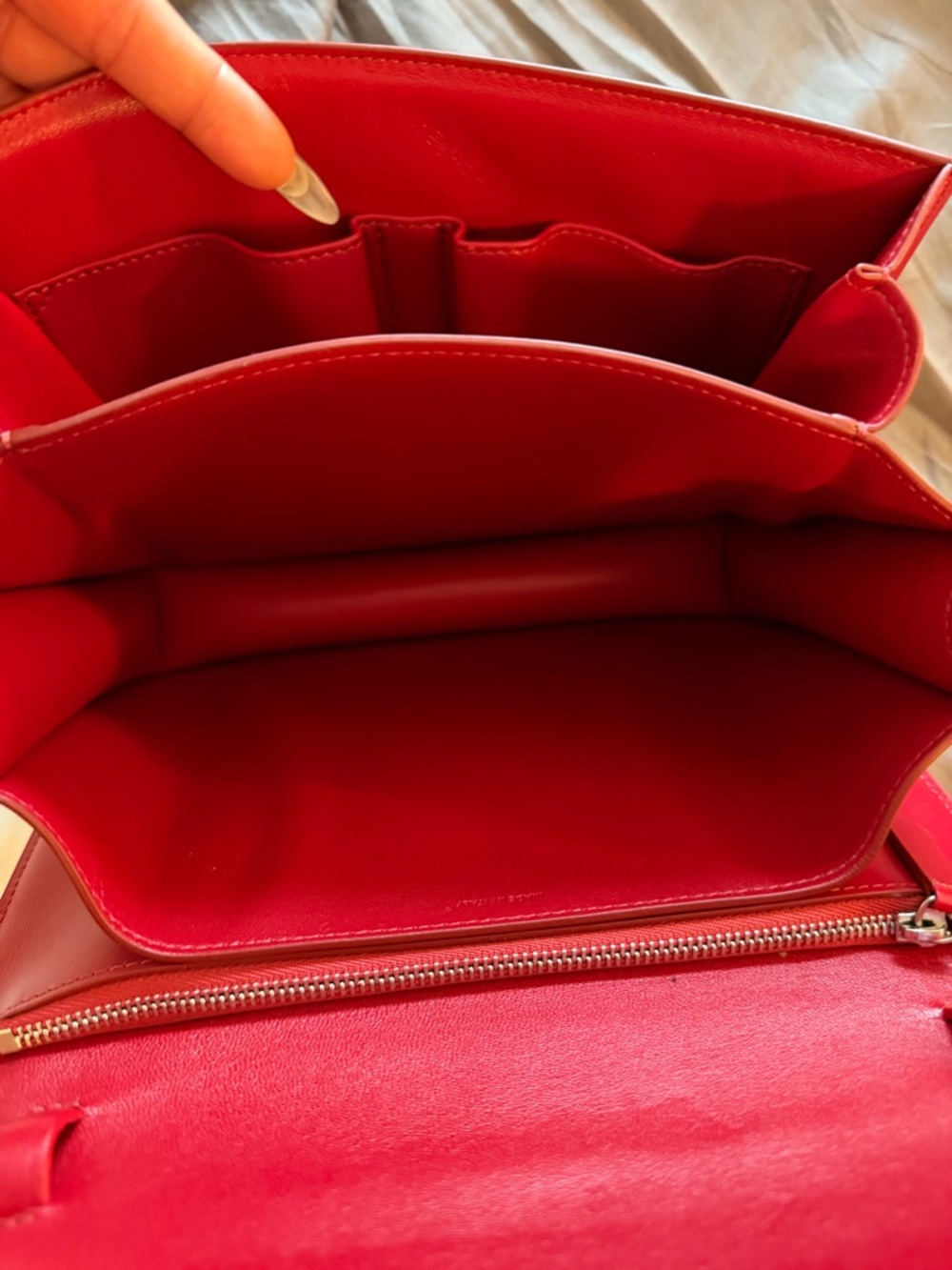 Celine Red Leather Crossbody with Brushed Metal Lock - Picture 4 of 4